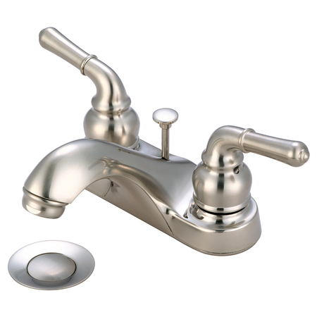 OLYMPIA FAUCETS Two Handle Bathroom Faucet, NPSM, Centerset, Brushed Nickel, Connection Size: 1/2" L-7240-BN